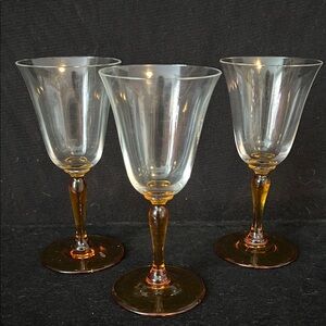 Antique Amber Cherry Set Of 3 Glasses no chips no scratches. Pristine.